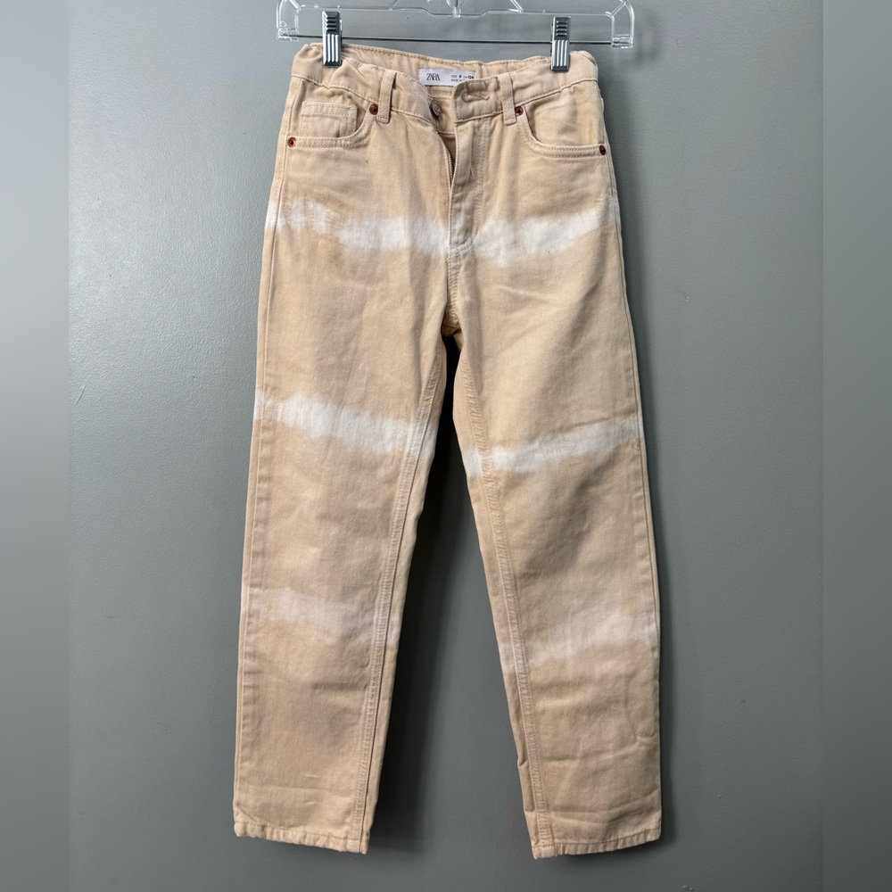 Zara creamy yellow and White white Tie-Dye girls jeans